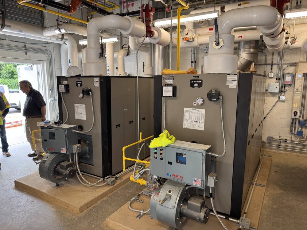 Weil-McLain cast-iron sectional boilers with Webster burners at an NC school